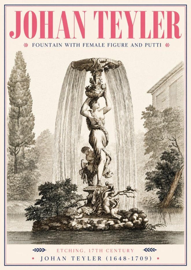 Johan Teyler Fountain with Allegorical Figures No5 - Plakat