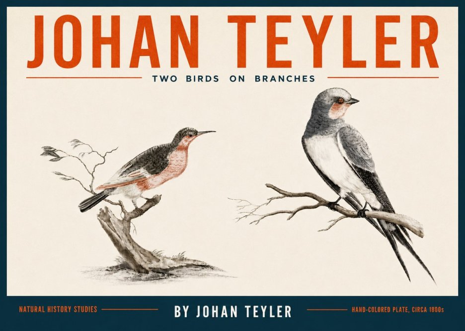 Johan Teyler Two Birds on Branches No4 - Plakat