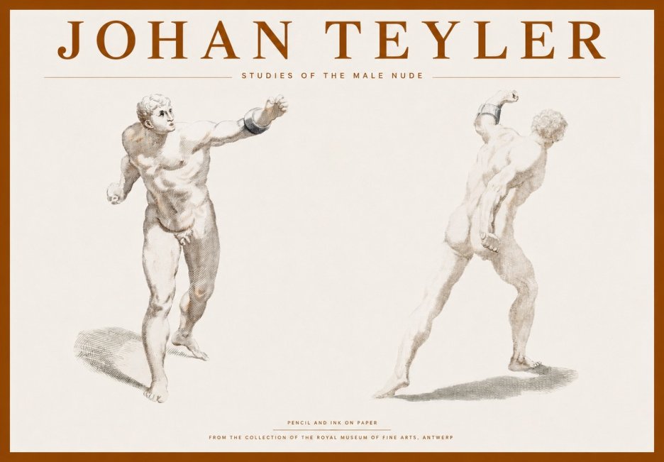 Johan Teyler Studies of the Male Nude No1 - Plakat