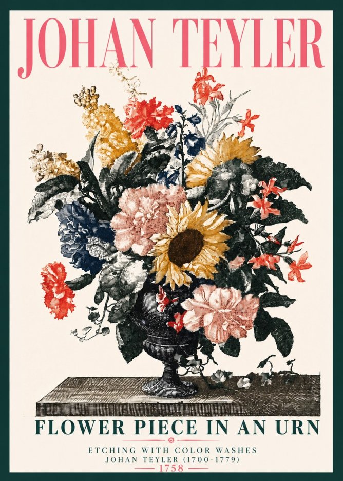 Johan Teyler Flower Piece in an Urn I No4 - Plakat