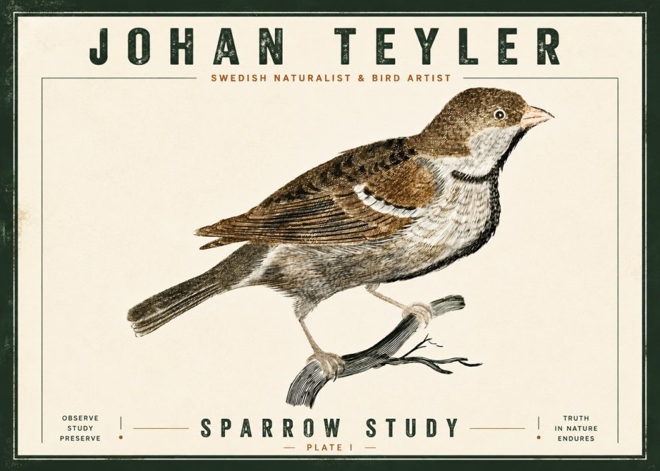 Johan Teyler Sparrow Study No5 - Plakat