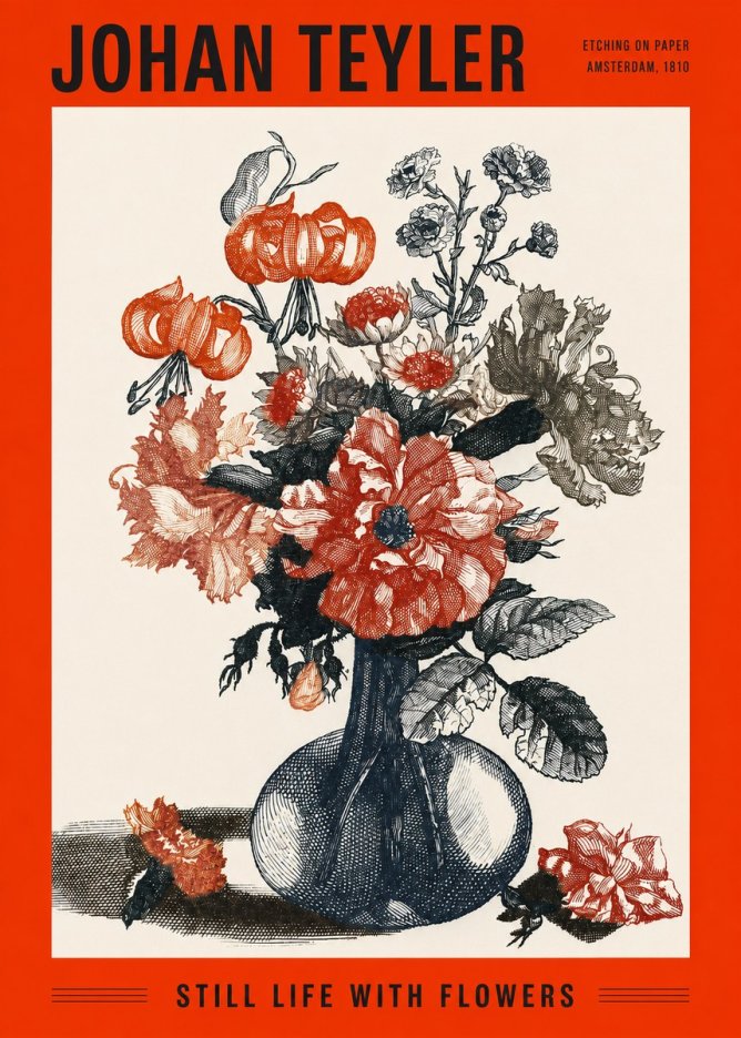 Johan Teyler Still Life with Flowers No2 - Plakat