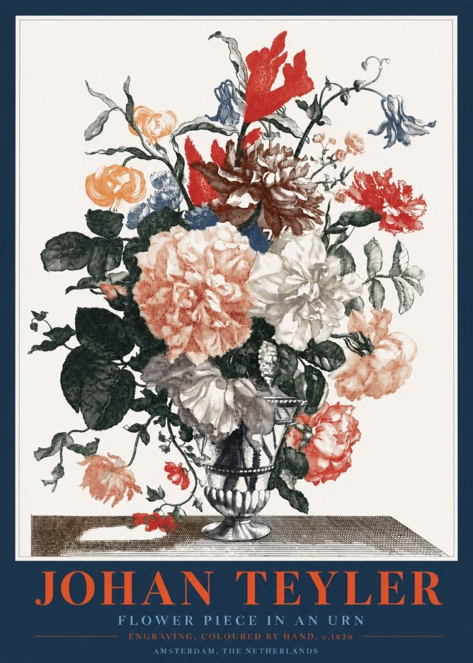 Johan Teyler Flower Piece in an Urn II No2 - Plakat