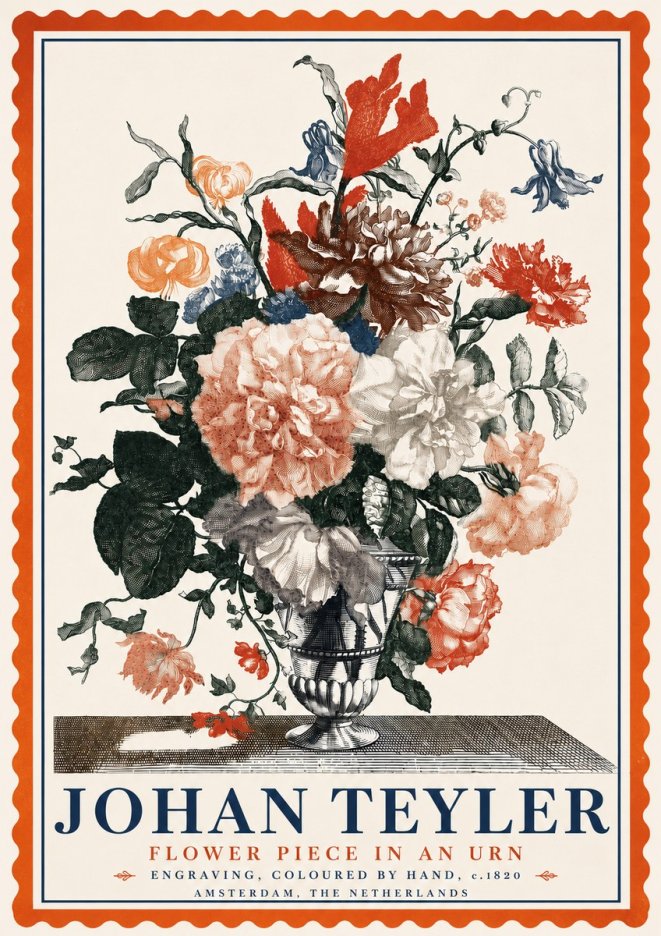 Johan Teyler Flower Piece in an Urn II No5 - Plakat