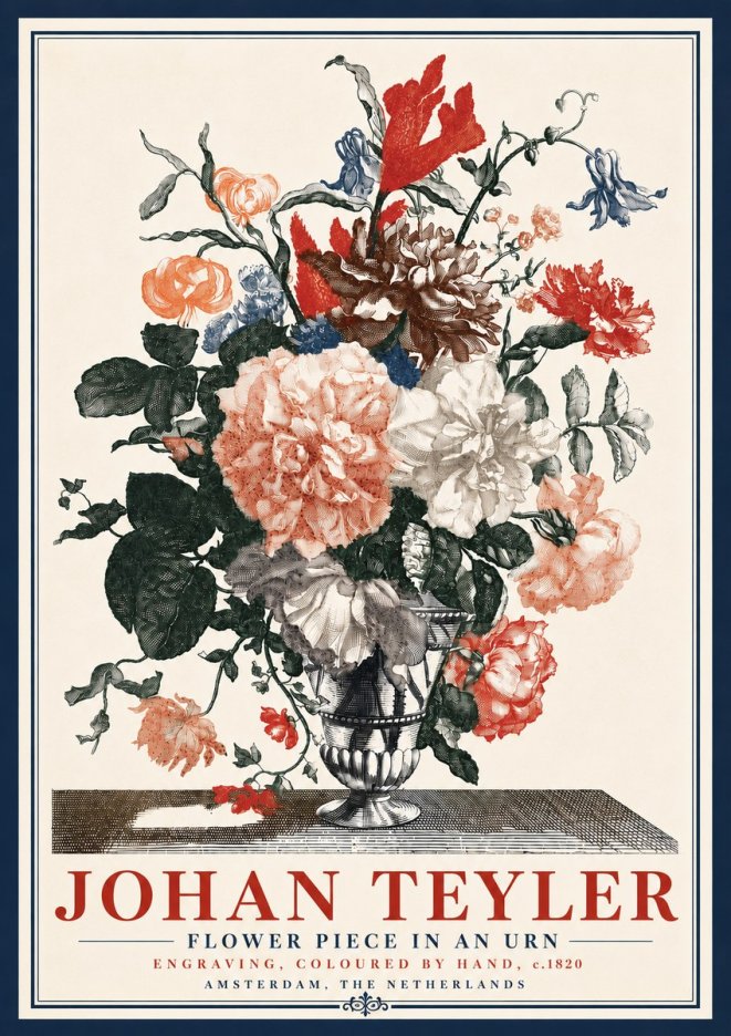 Johan Teyler Flower Piece in an Urn II No6 - Plakat