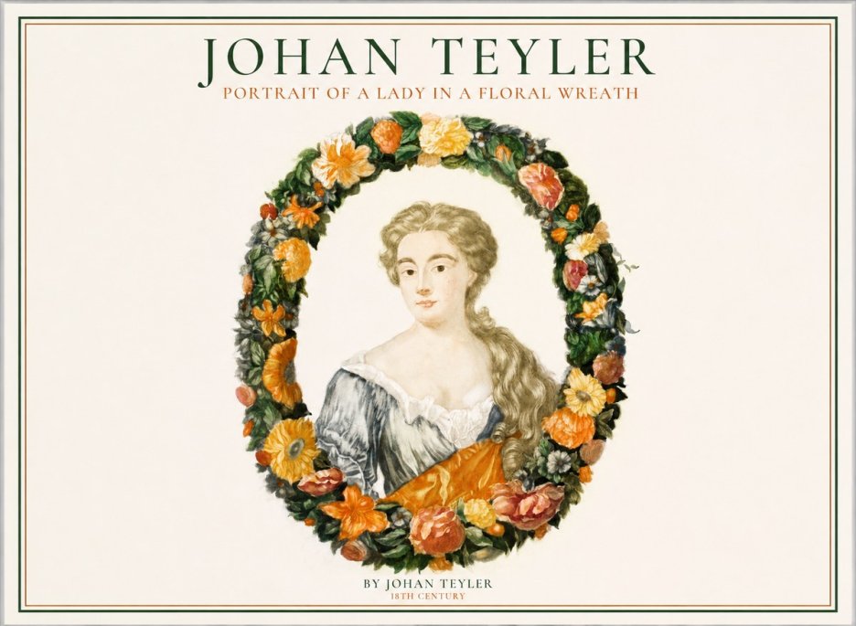 Johan Teyler Portrait of a Lady in a Floral Wreath No1 - Plakat