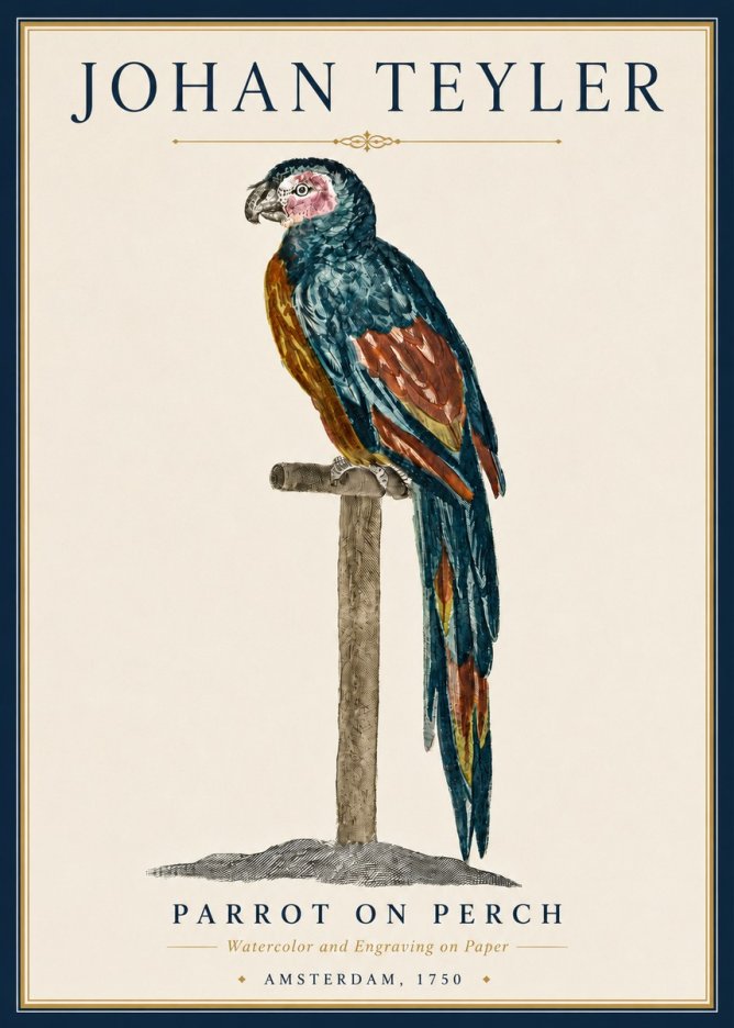 Johan Teyler Parrot on Perch No5 - Plakat