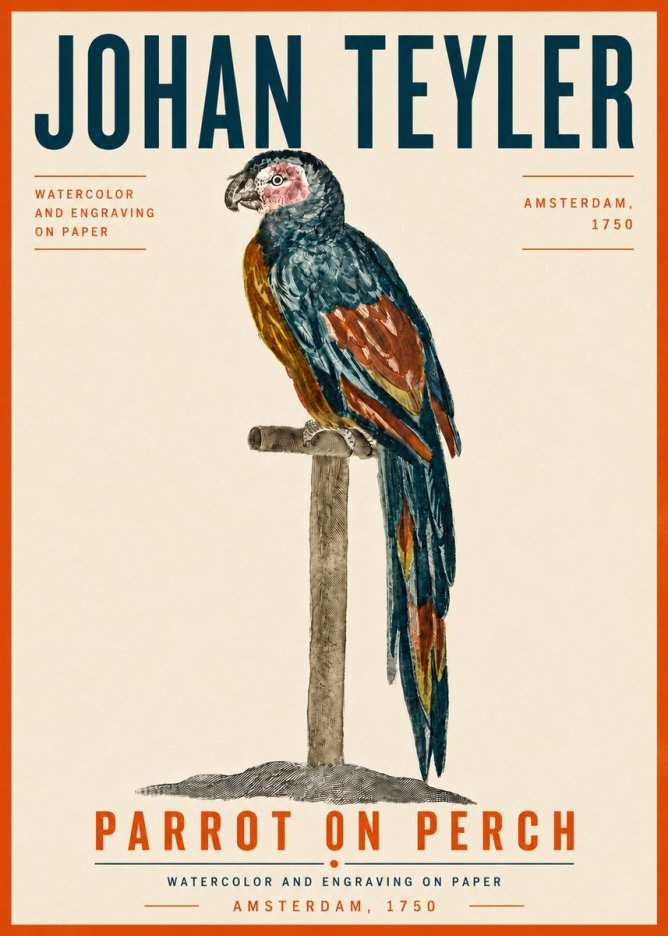 Johan Teyler Parrot on Perch No6 - Plakat