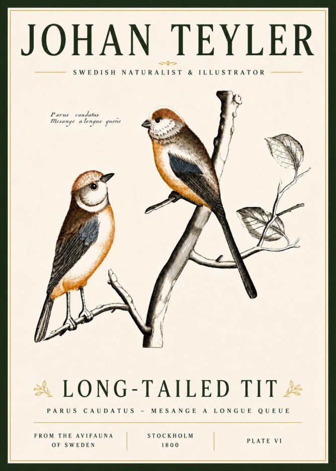 Johan Teyler Long-tailed Tit No6 - Plakat