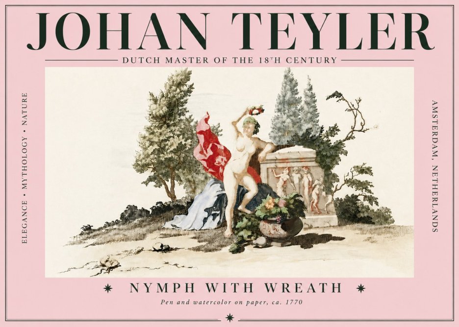 Johan Teyler Nymph with Wreath No5 - Plakat