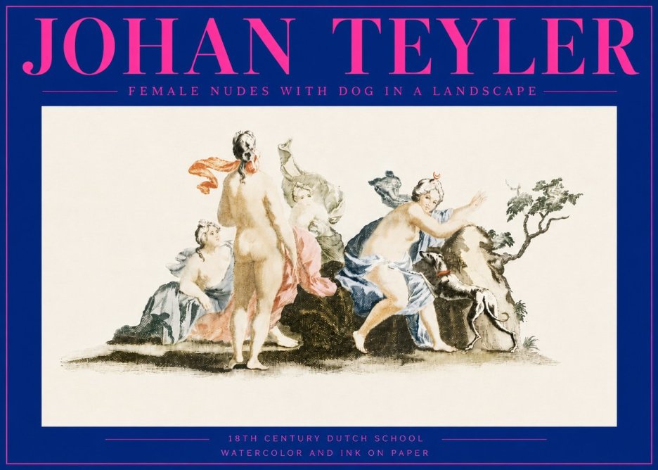 Johan Teyler Nudi Femminili Con Cane in Paesaggio No6 - Plakat