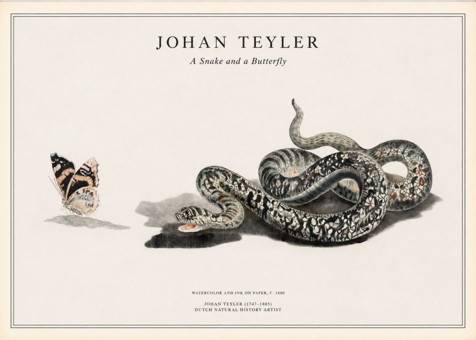 Johan Teyler Snake and Butterfly No2 - Plakat