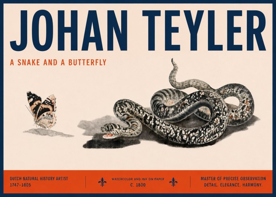 Johan Teyler Snake and Butterfly No6 - Plakat