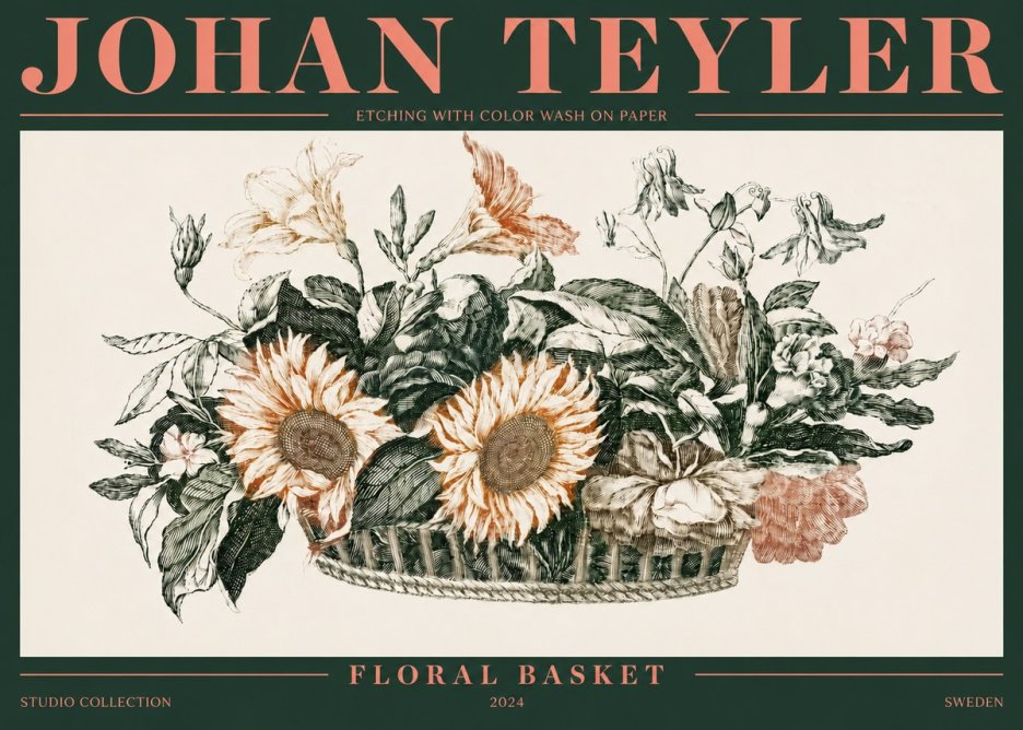 Johan Teyler Floral Basket No4 - Plakat
