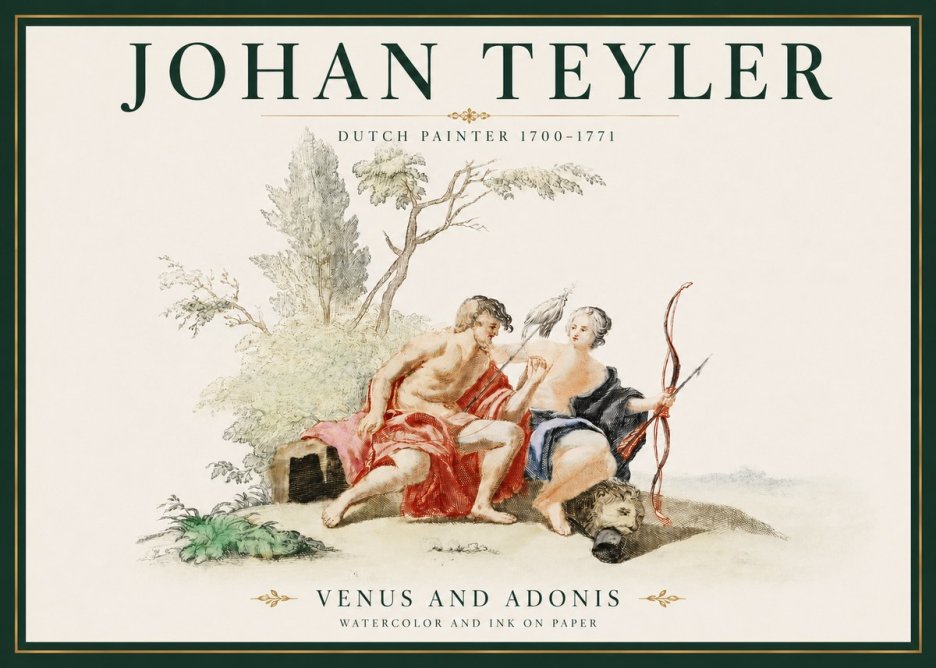 Johan Teyler Venus and Adonis No3 - Plakat