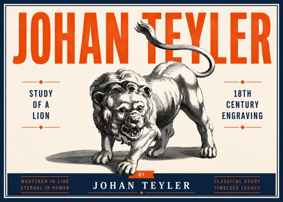 Johan Teyler Study of a Lion No6 - Plakat