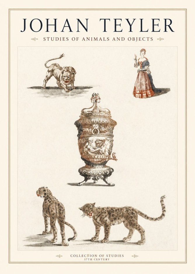Johan Teyler Studies of Animals and Objects No1 - Plakat