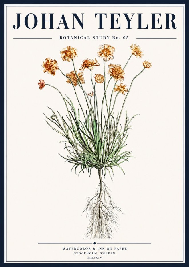 Johan Teyler Botanical Study No. 01 No5 - Plakat