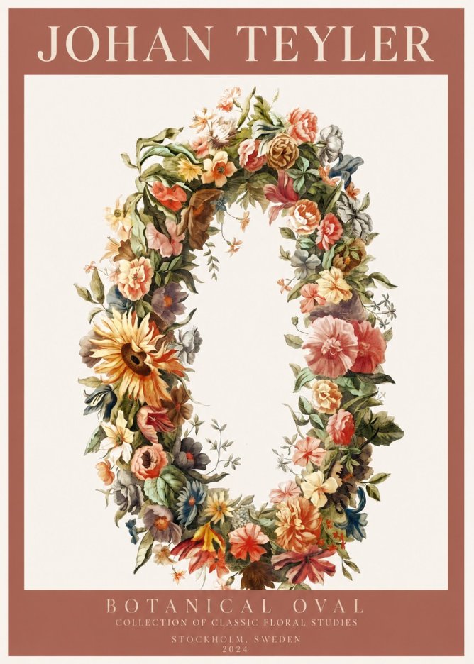 Johan Teyler Floral Oval No3 - Plakat