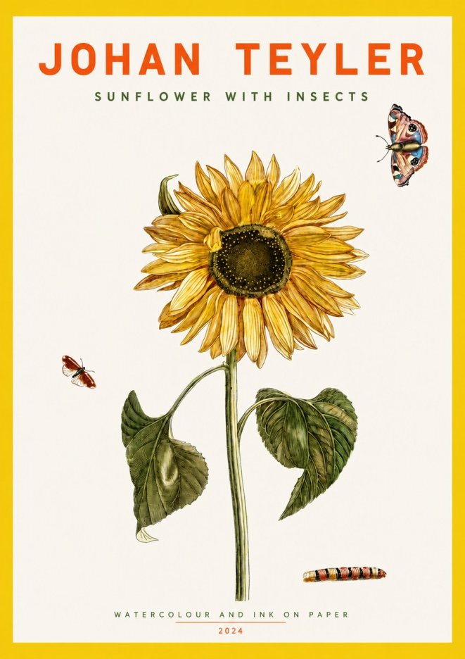 Johan Teyler Sunflower with Insects No2 - Plakat