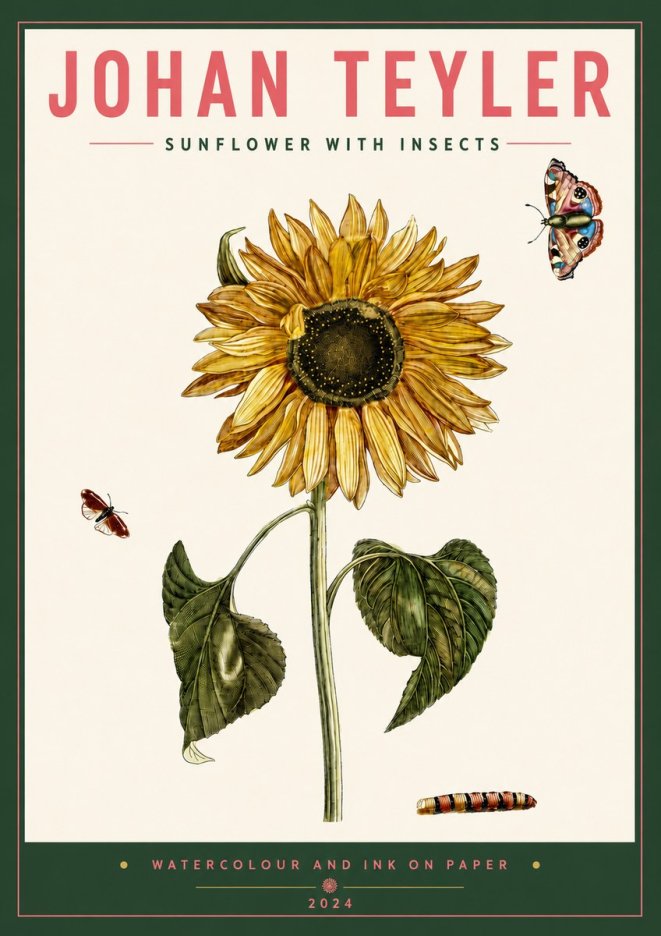 Johan Teyler Sunflower with Insects No5 - Plakat