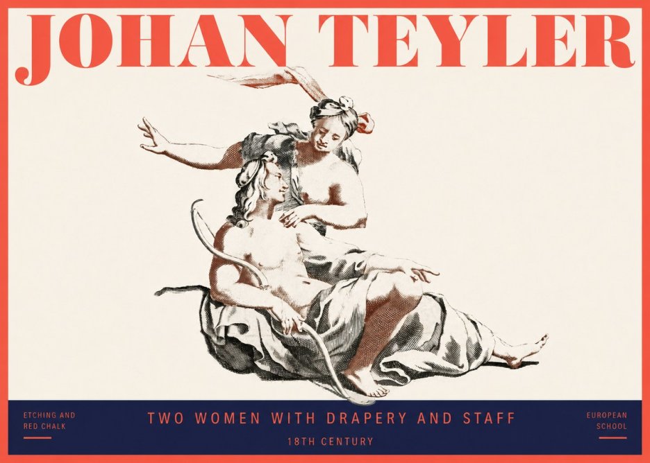 Johan Teyler Two Women with Drapery and Staff No2 - Plakat