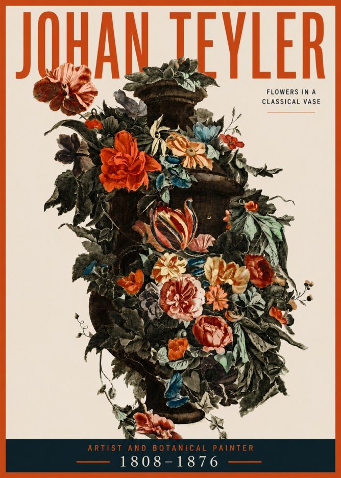 Johan Teyler Flowers in a Classical Vase No3 - Plakat