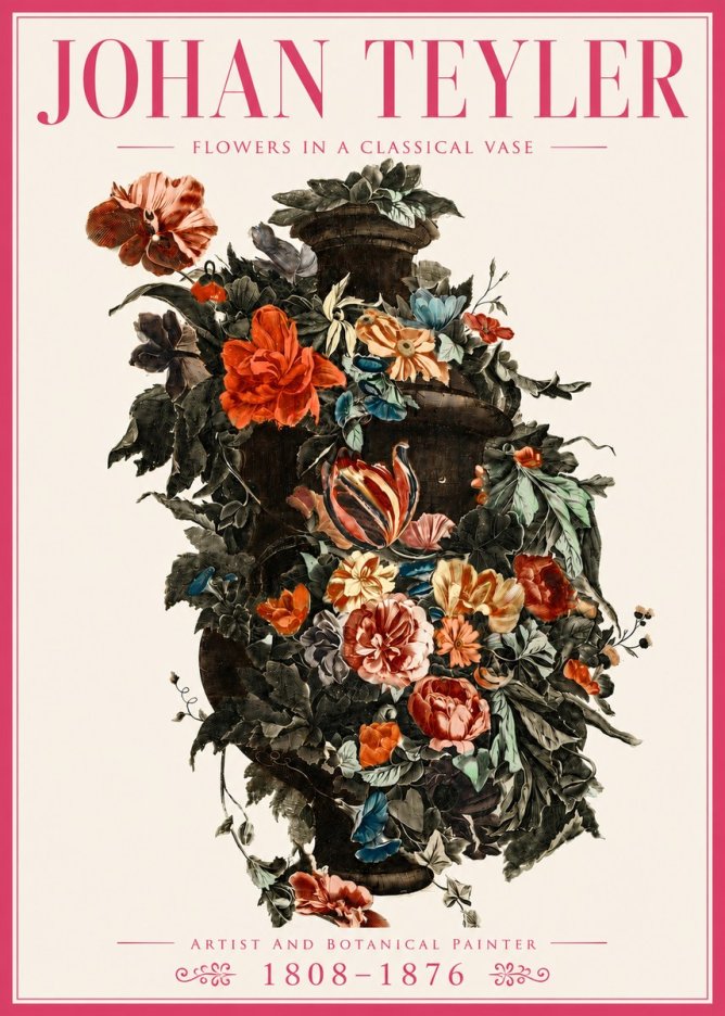 Johan Teyler Flowers in a Classical Vase No4 - Plakat