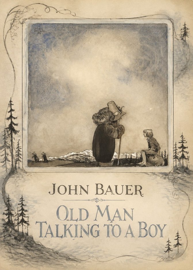 John Bauer Old Man Talking to a Boy No2 - Plakat