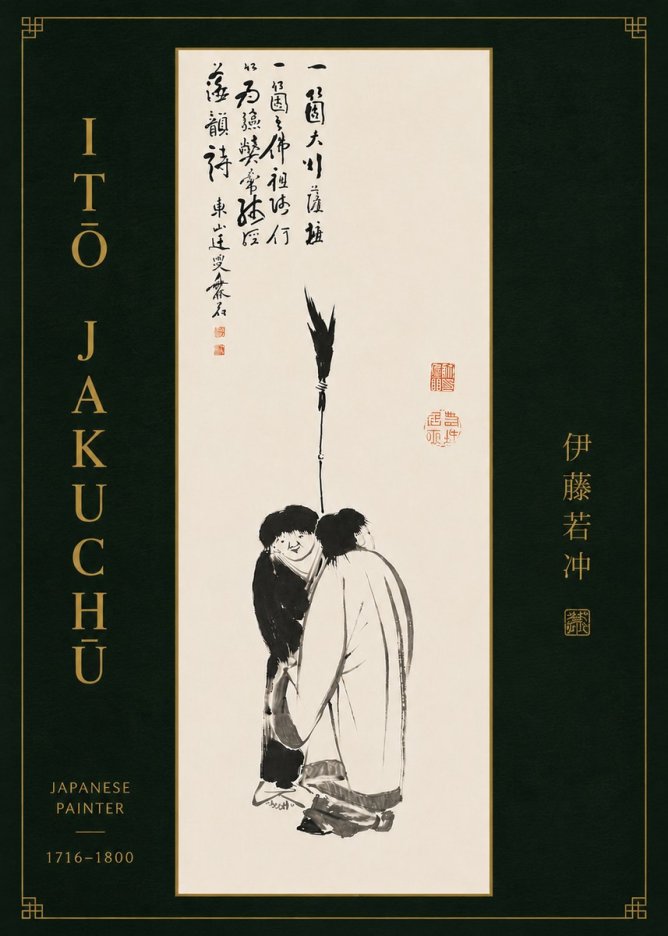 Itō Jakuchū Two Figures Holding a Staff No8 - Plakat
