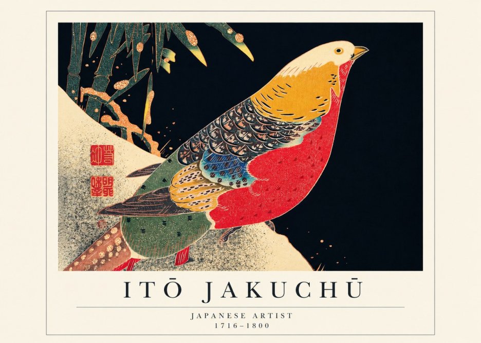 Itō Jakuchū Golden Pheasant and Bamboo No1 - Plakat