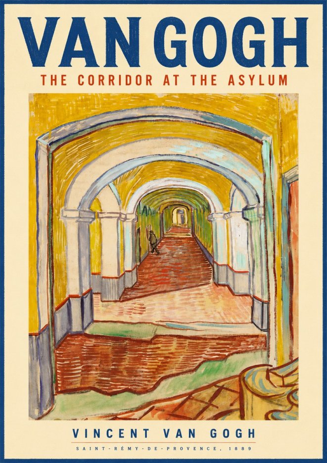 Van Gogh The Corridor at the Asylum No4 - Plakat