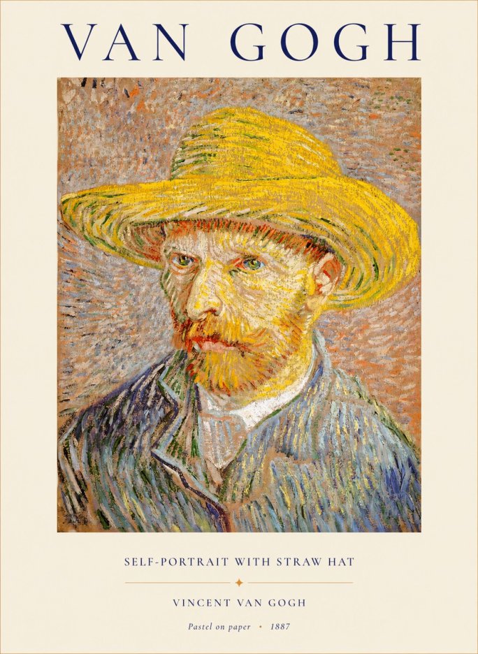 Van Gogh Self-portrait with Straw Hat I No1 - Plakat