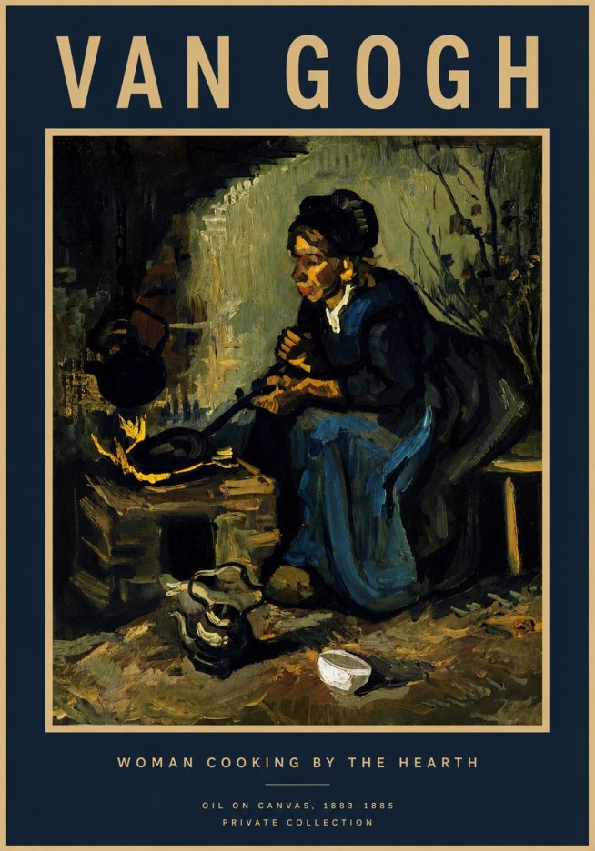 Van Gogh Woman Cooking by the Hearth No4 - Plakat