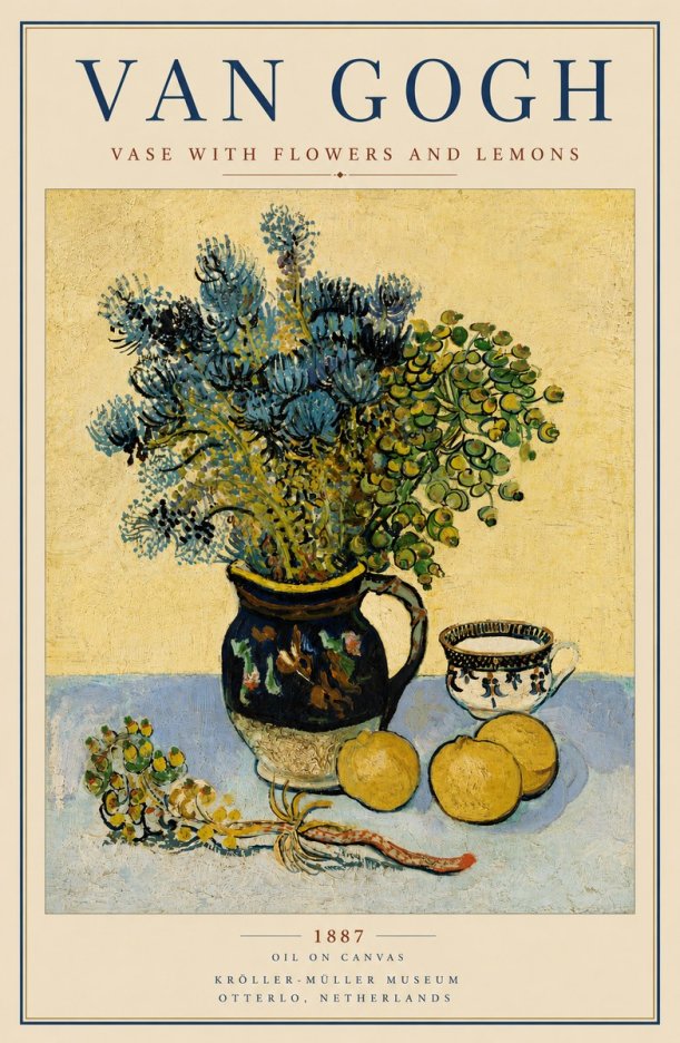 Van Gogh Vase with Flowers and Lemons No6 - Plakat