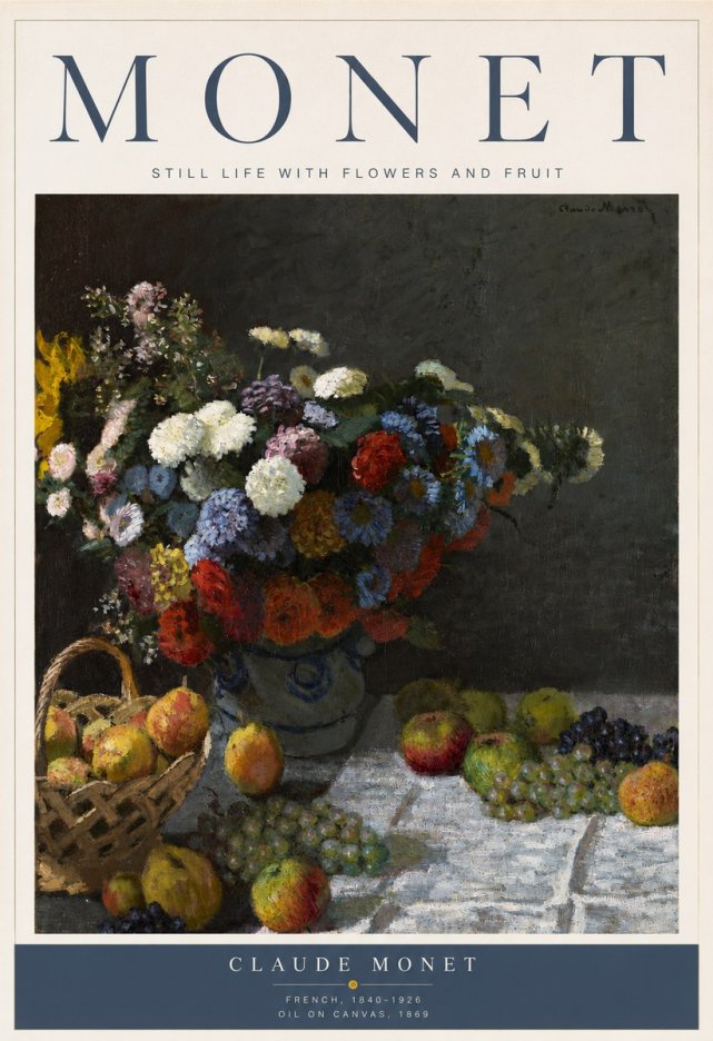 Monet Still Life with Flowers and Fruit No2 - Plakat