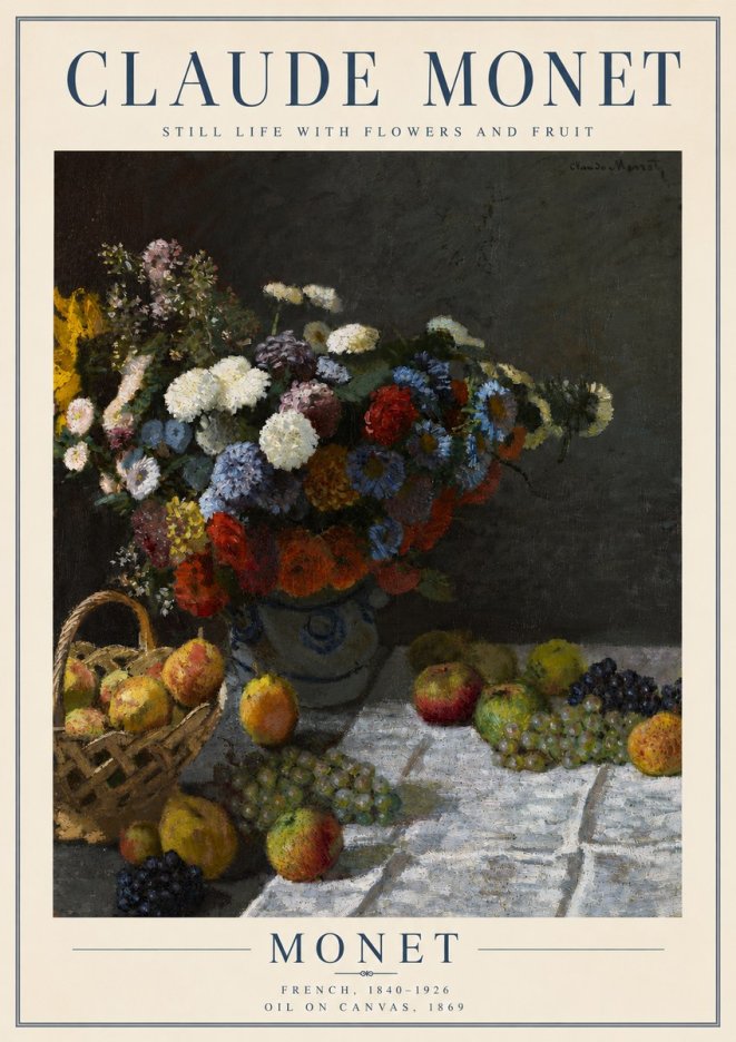 Monet Still Life with Flowers and Fruit No3 - Plakat