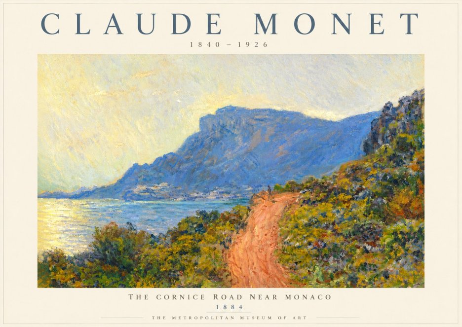 Monet The Cornice Road Near Monaco No5 - Plakat