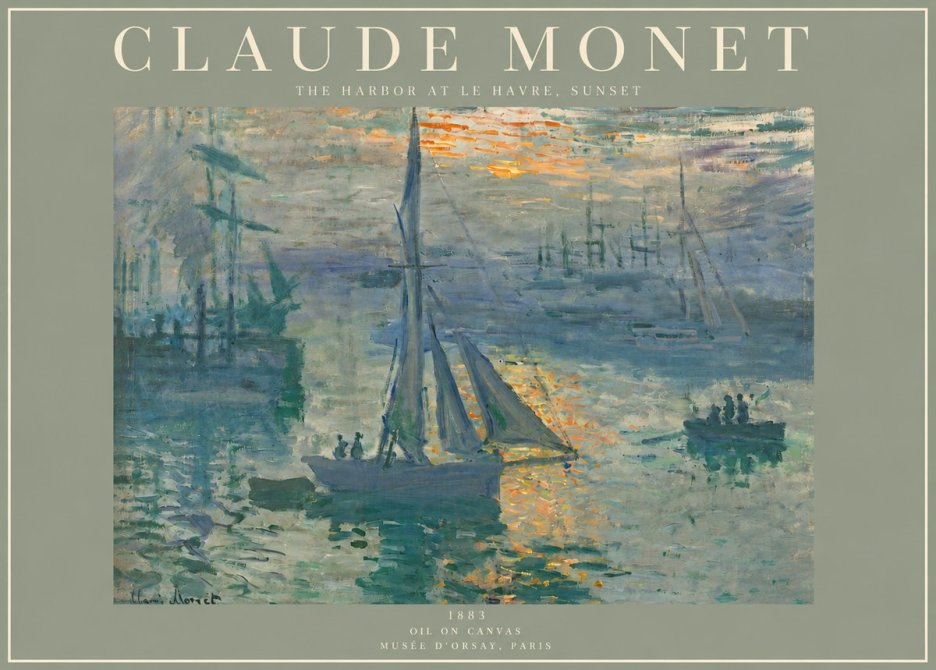 Monet The Harbor at Le Havre, Sunset No3 - Plakat