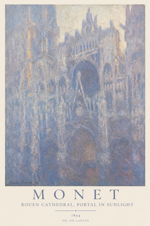 Monet Rouen Cathedral, Portal in Sunlight No3 - Plakat