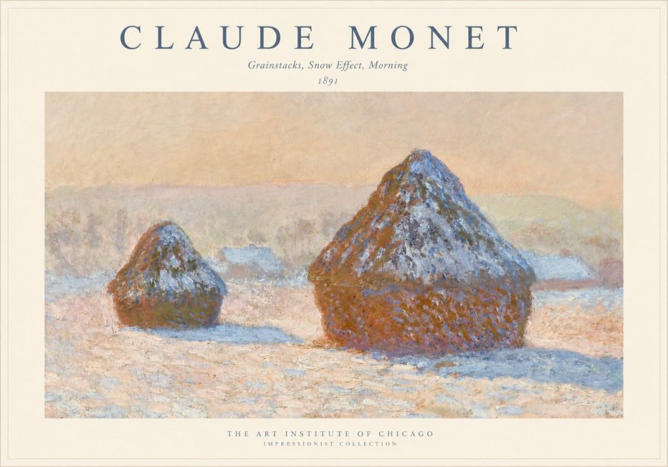 Monet Grainstacks, Snow Effect, Morning No1 - Plakat