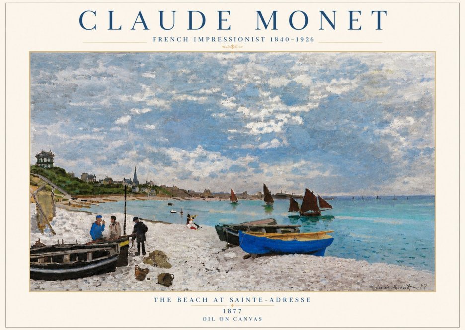Monet The Beach at Sainte-adresse I No6 - Plakat