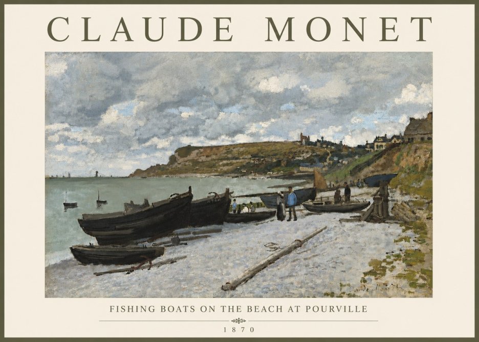 Monet Fishing Boats on the Beach at Pourville No4 - Plakat