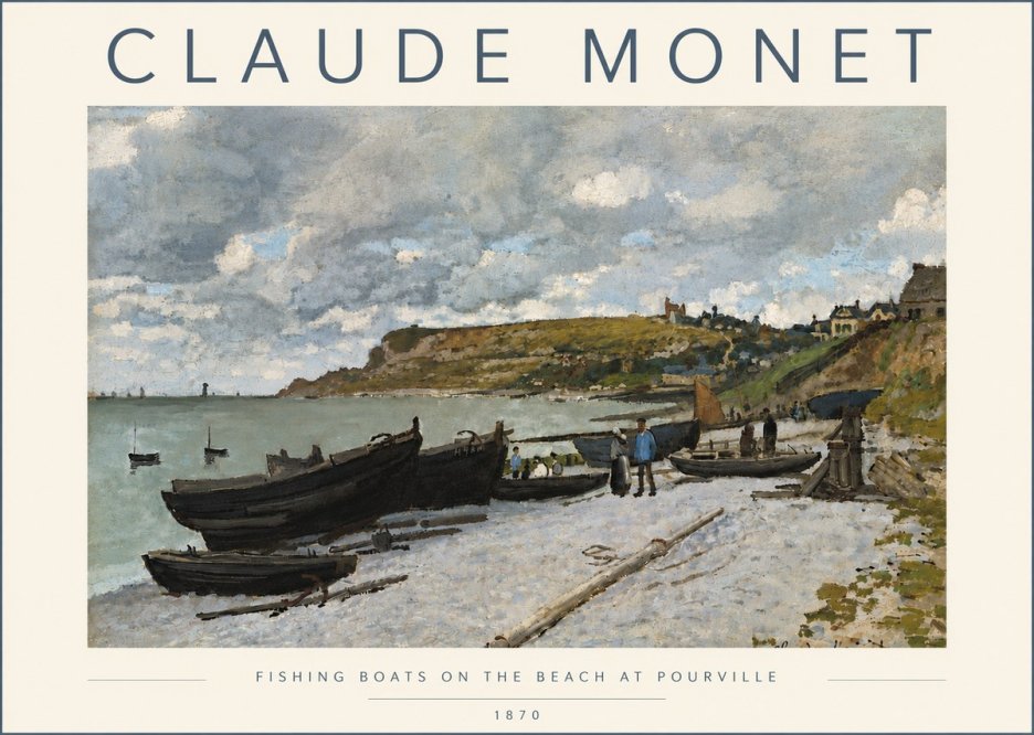 Monet Fishing Boats on the Beach at Pourville No5 - Plakat