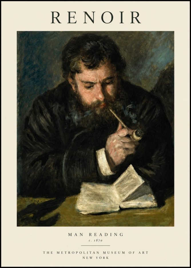 Renoir Man Reading No1 - Plakat