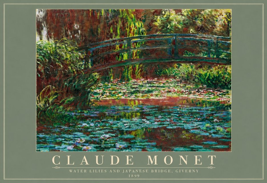 Monet Water Lilies and Japanese Bridge, Giverny No4 - Plakat