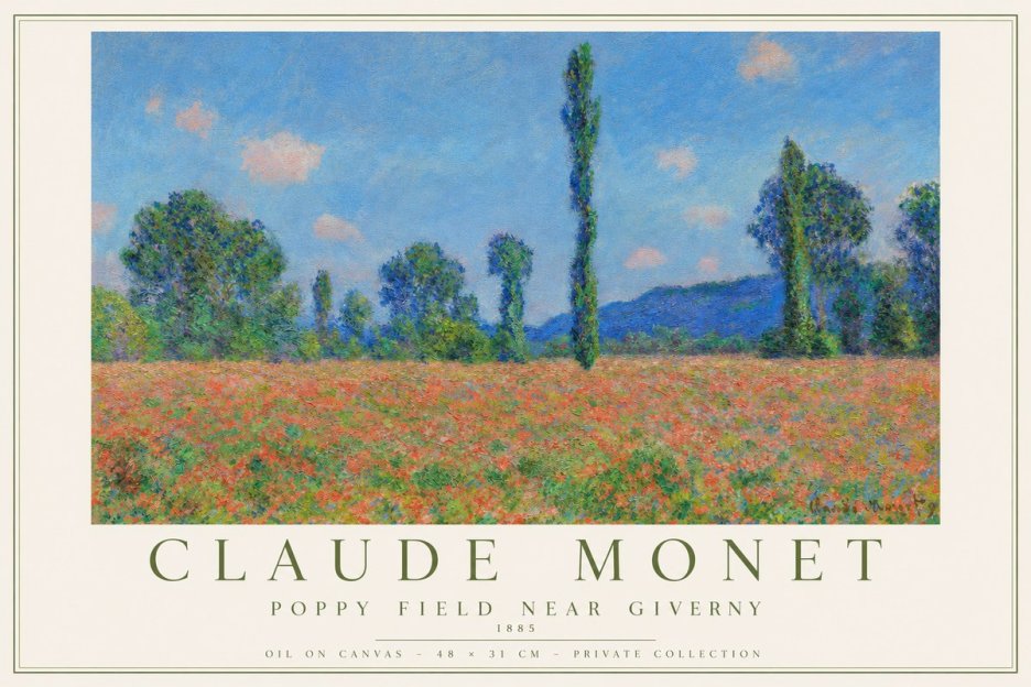 Monet Poppy Field Near Giverny No2 - Plakat