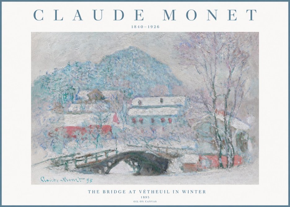 Monet The Bridge at Vétheuil in Winter No3 - Plakat