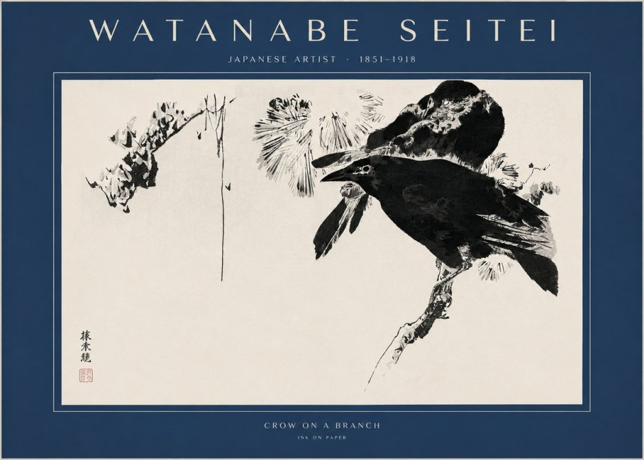 Watanabe Seitei Crow on a Branch No2 - Plakat