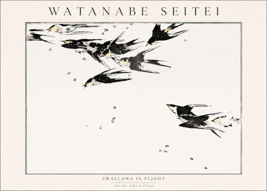 Watanabe Seitei Swallows in Flight No1 - Plakat